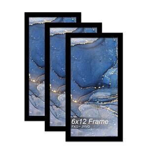 6x12 Picture Frame Set of 3, Black Frame for 6 x 12 Inch Picture Poster Black